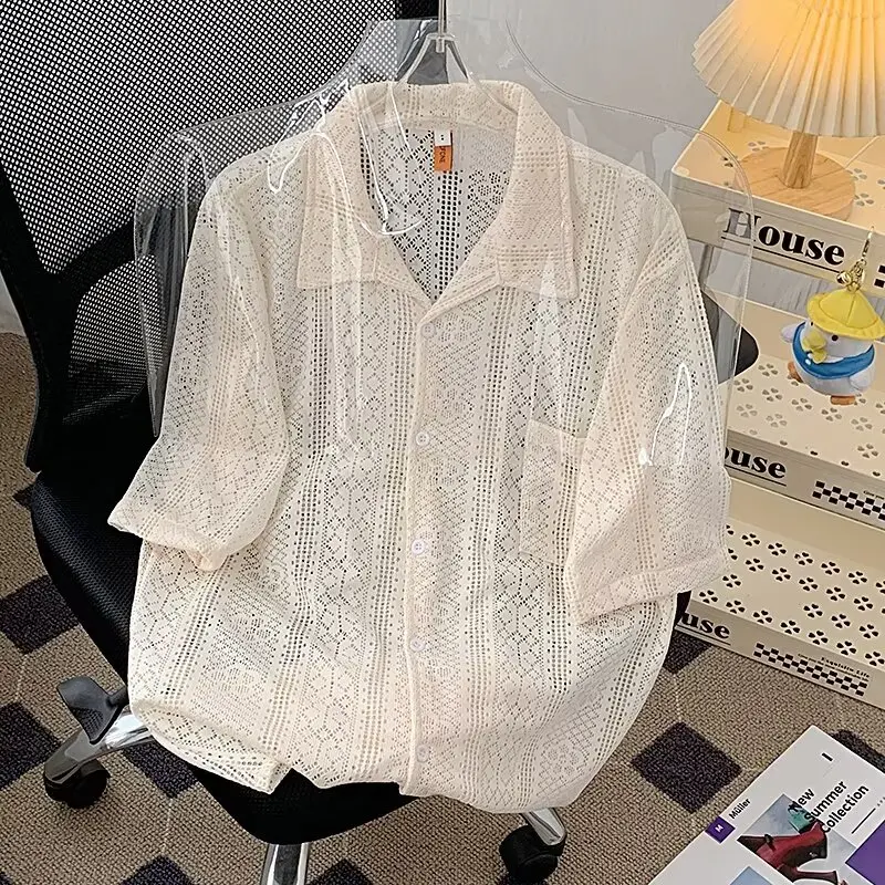 

Мужская винтажная одежда American Vintage Hollow out irt ort Sve, свободная дышащая летняя повседневная верхняя одежда irt для пар
