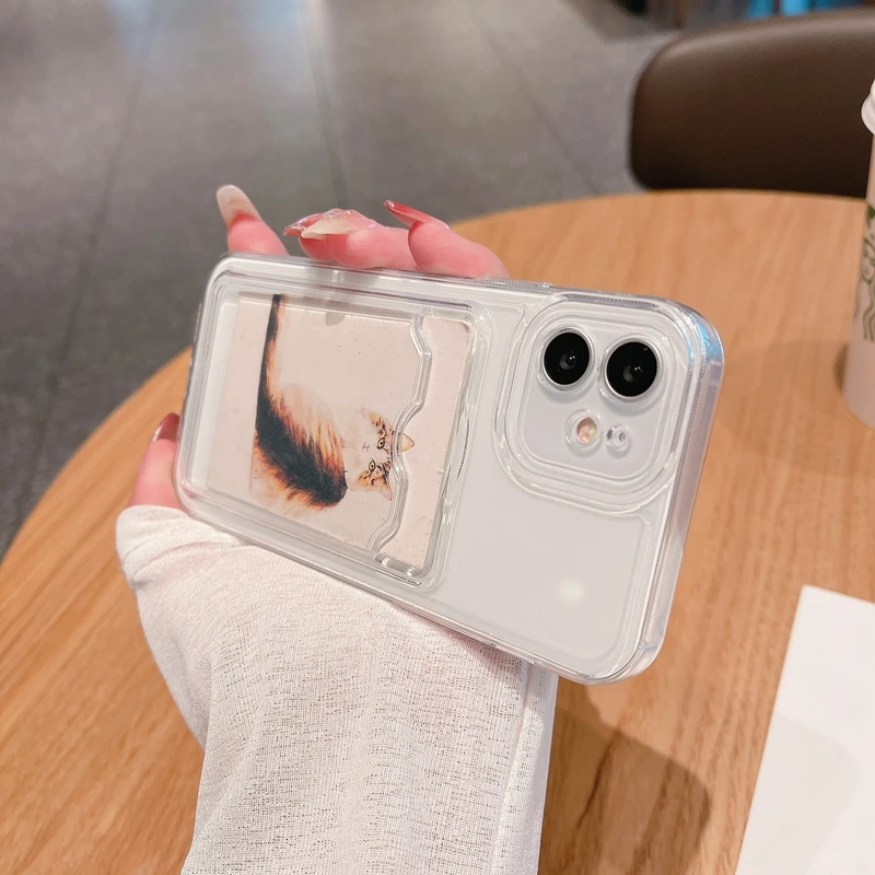 Transparent Card Slot Bag Phone Case For LG Velvet V50 V50S Shockproof Soft Wallet Cover