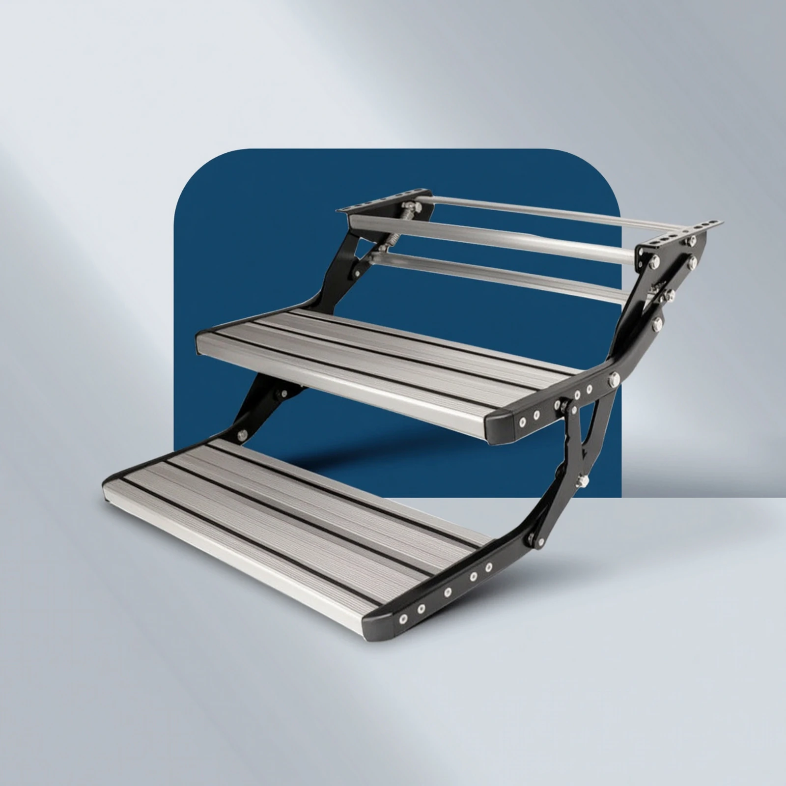 Manual RV Step Aluminum Retractable Rv Step Wear-Resistant Long-Lasting for Boat Owners, Recreational Vehicle, Motorhome