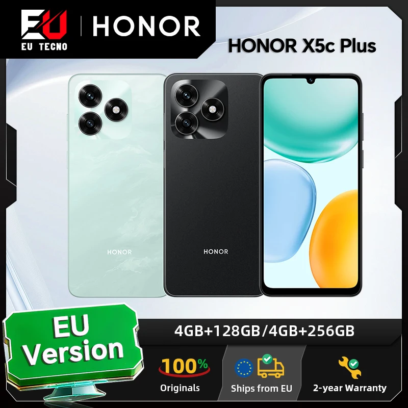HONOR X5c Plus 4G, version européenne, smartphone 4G, batterie 5260 mAh, appareil photo principal 50 MP, processeur MTK Octa-core, écran LCD 6,74 pouces