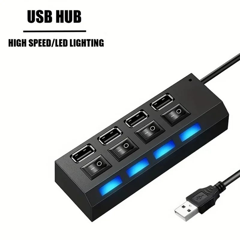 Switch Extension Hub 4 Ports USB2.0 Hub Computer USB Extension Hub One Drag Four USB 2.0 Splitter For Laptop Desktop Accessories