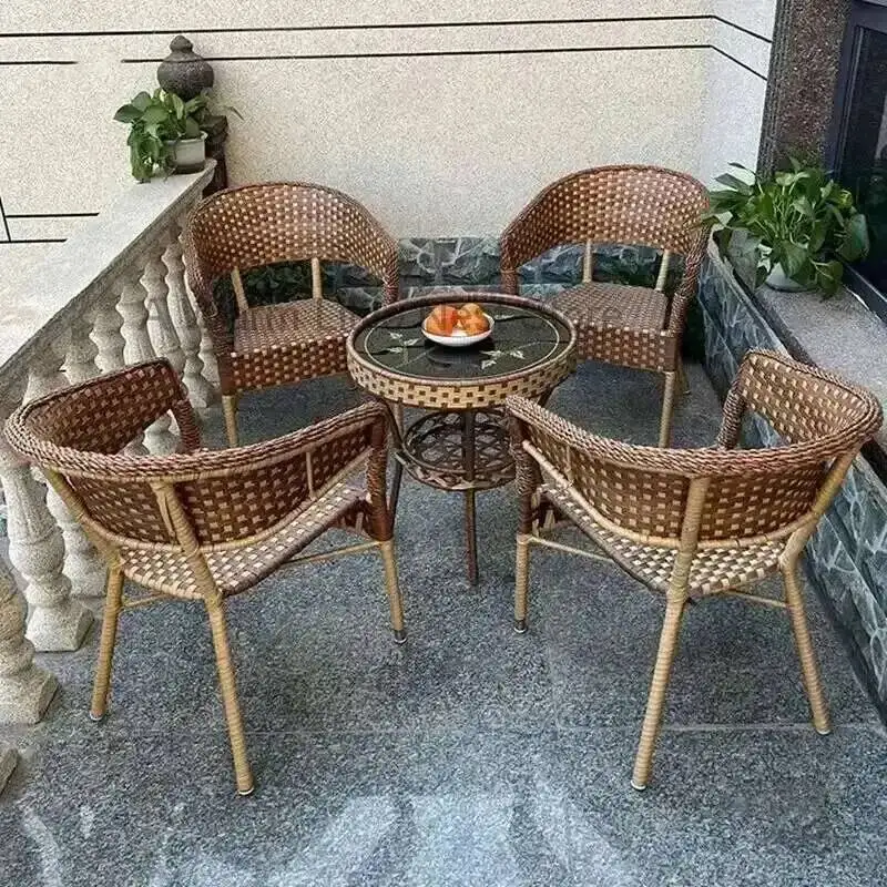 

Garden Furniture Sets Balcony Outdoor Tea Table and Chair PE Rattan Chair Three-piece Set Courtyard Leisure Outdoor Furniture C