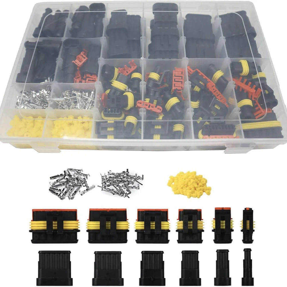 

798Pcs 50Set Waterproof Automotive Electrical Connectors, Quick Connect 1/2/3/4/5/6 Pin Wiring Harness Terminals Plug for Car