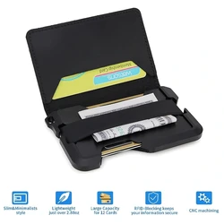 Portefeuilles EDC intelligents en métal pour hommes, cuir véritable, aluminium CNC, blocage RFID, très grande capacité, design audacieux, à deux volets