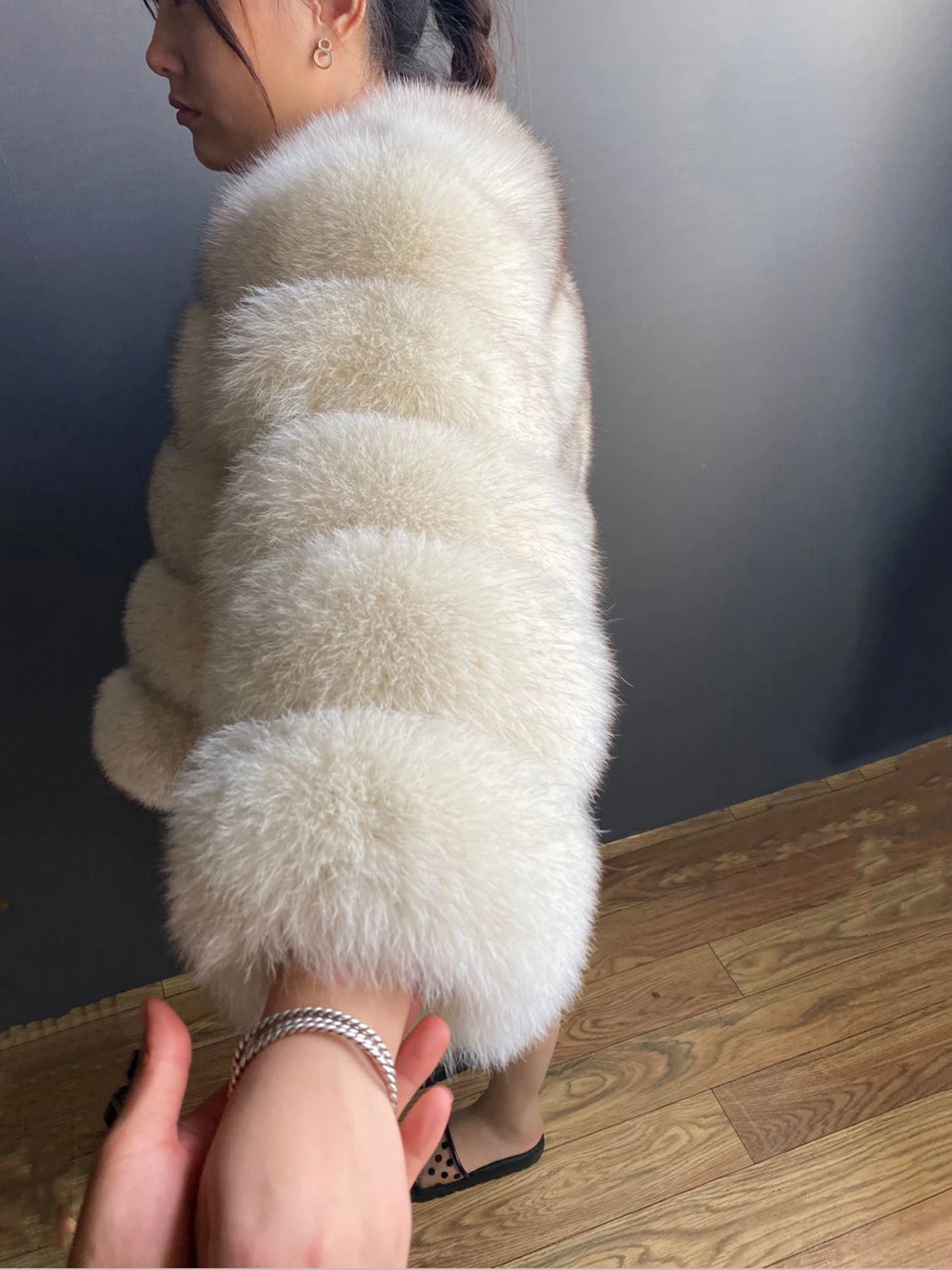 معطف فرو نسائي سترات فرو الثعلب للنساء ملابس معاطف سترة الثعلب الحقيقي الطبيعي للنساء سترة فرو في الترويج #5