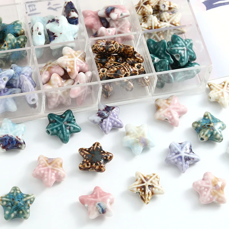 10PCS Colorful Starfish Ceramic Beads Loose Spacer Beads For Jewelry Making DIY Bracelet Necklace Accessories