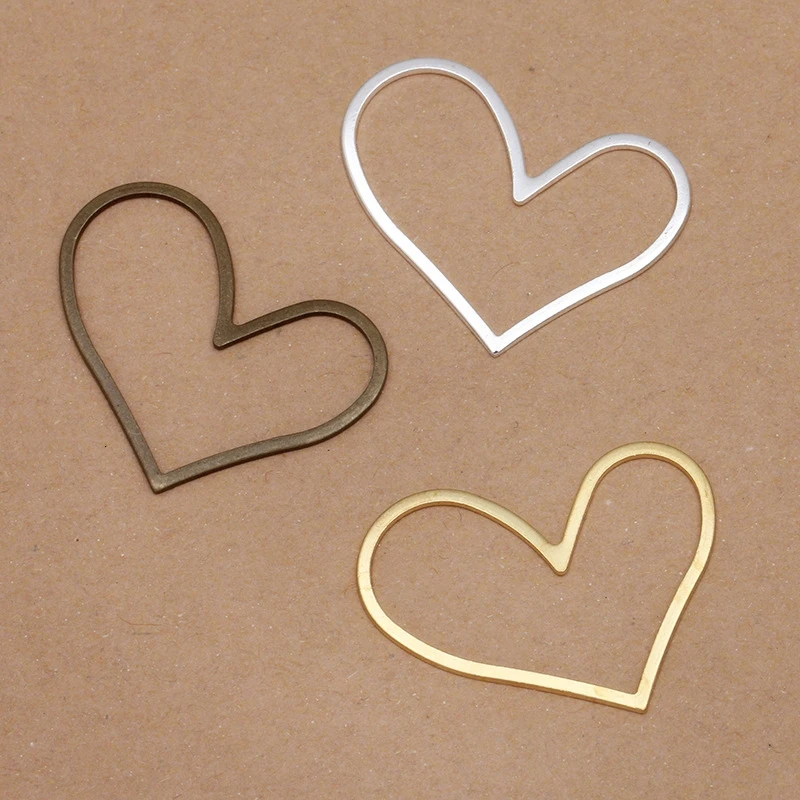 BoYuTe (20 Pieces/Lot) 32*26mm Metal Brass Heart Hoops Materials Diy Handmade Jewelry Accessories