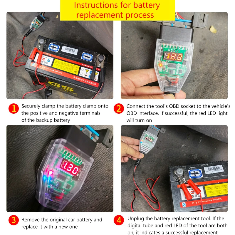 1PC 디지털 디스플레이 자동차 배터리 테스트 안전 obd 컴퓨터 ecu 메모리 보호기 교체 감지 도구 자동 수리 액세서리