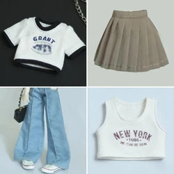 New Blyth Doll Clothing Fashion Denim Pleated Skirt Short Skirt Long Pants Tank Top Knit coat for Ob24 22 Azone Licca