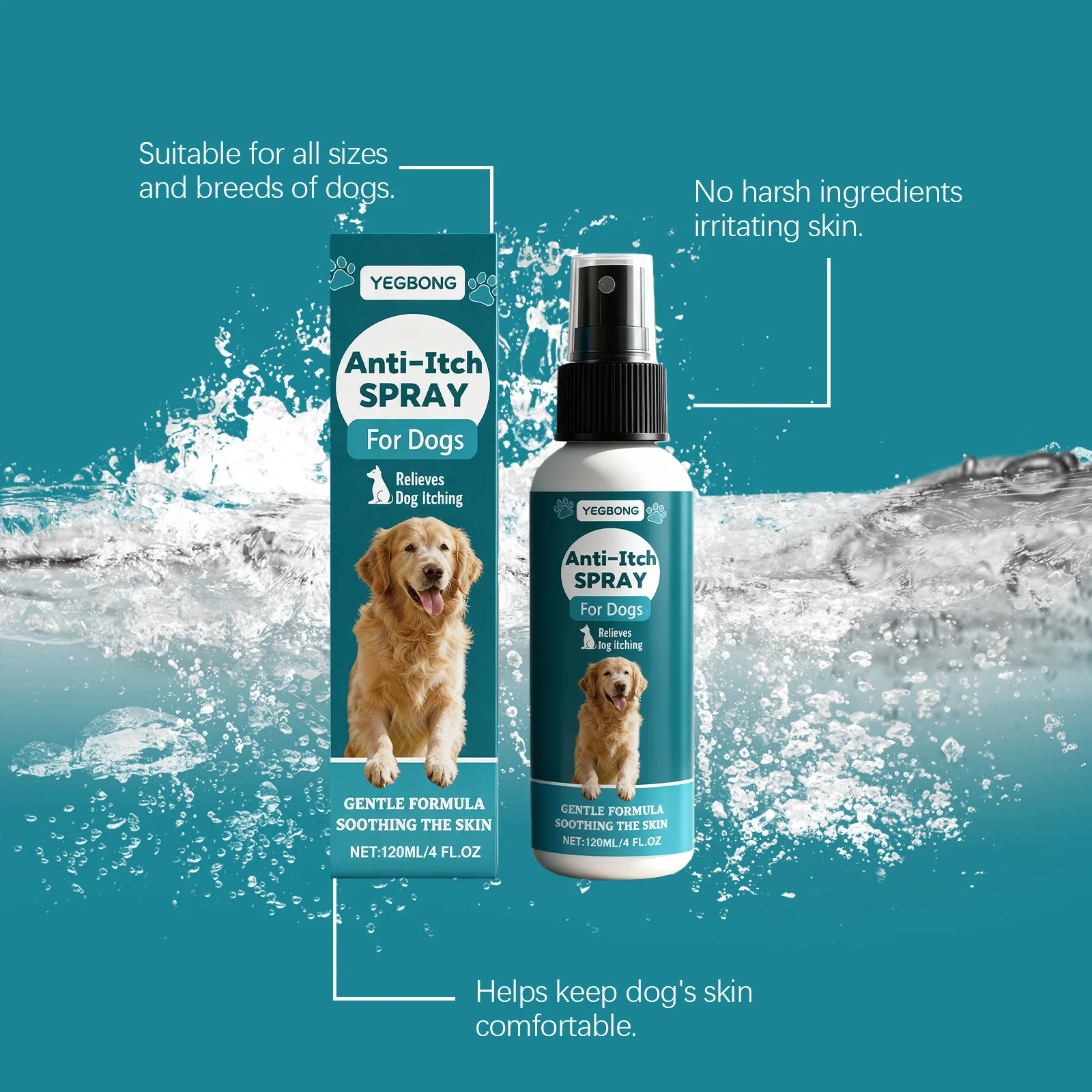 Yegbong Haustier-Hautpflegespray Beruhigt Rötungen Sanfte Formel Nicht-Reizende Linderung bei Trockenheit Hunde Katzen Empfindliche Haut Pflegespray 50ml – Detail 11