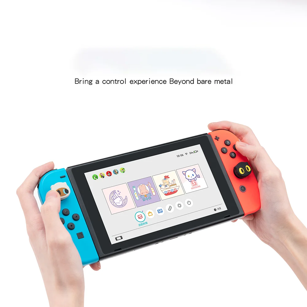 4pcs Cute Cat Kawaii Joy Con Thumb Grips Joystick Cap Black Soft Silicone cover Button per Nintendo Switch Oled Lite Controller