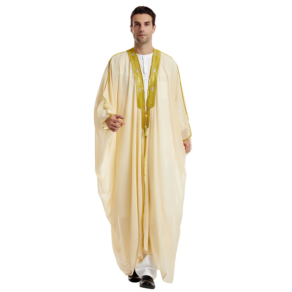 Abaya abierta bordada musulmana para hombres, vestido de cárdigan Jubba Thobe, Kimono de Turquía, Dubai, Arabia Saudita, caftán islámico, ropa de