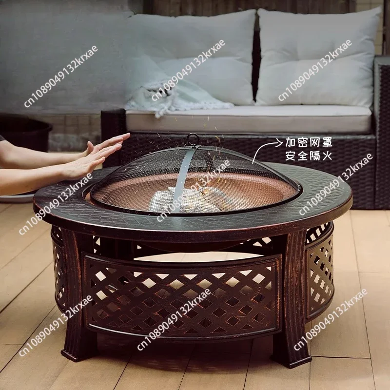 Outdoor Villa BBQ Grill BBQ Table Indoor Fireplace Heating Charcoal Fire Plate Household Outdoor BBQ Grill