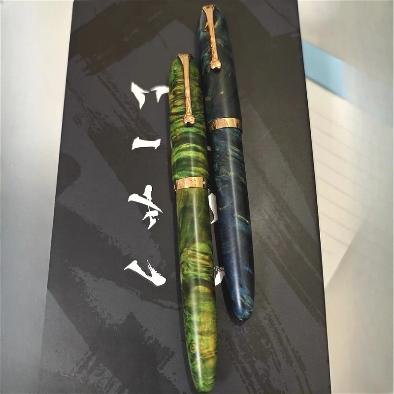 

Синяя деревянная авторучка Hongdian, ручки с магнитной структурой Iraurita F EF Ni, золотой зажим, школьные канцелярские принадлежности для делового письма, подарки