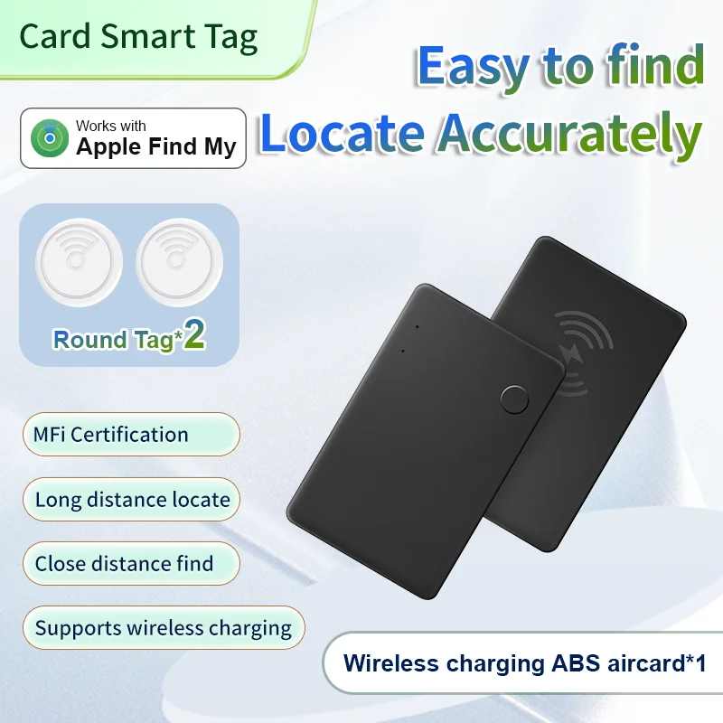 3 Pieces keys Tracker 1 Wireless Charging ABS Aircard 2 Round IOS Find My MFi Tag Phones Wallet Bag Suitcase Finder