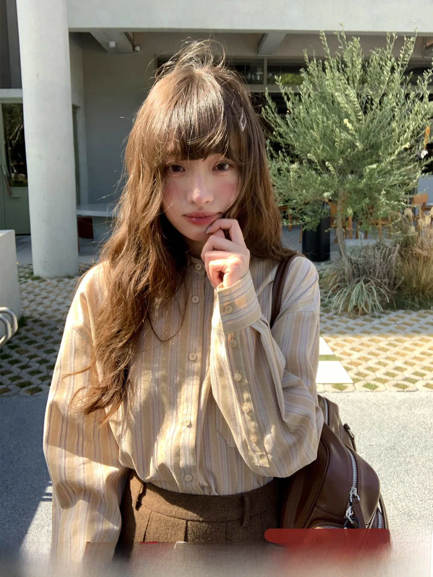 

Hello Korean Sle Striped Loose Long Sve Women's irt Simple Design Autumn Winter Top Casual Faion Polyester Cot...