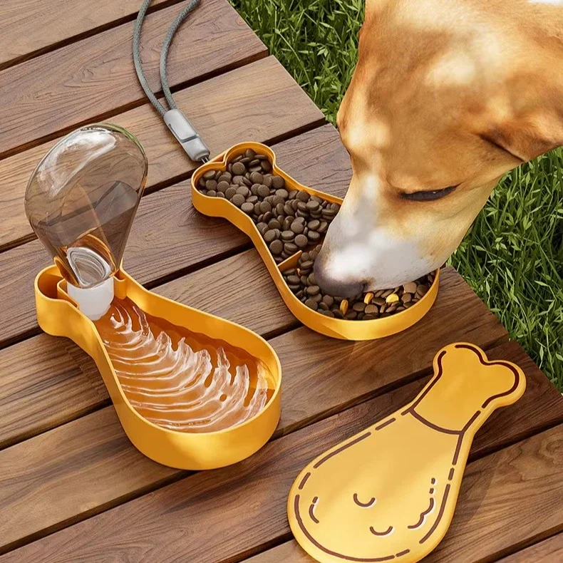 Botella  agua  viaje para perros, bebero portátil para mascotas con contenedor  alimentos, dispensador  agua y comer