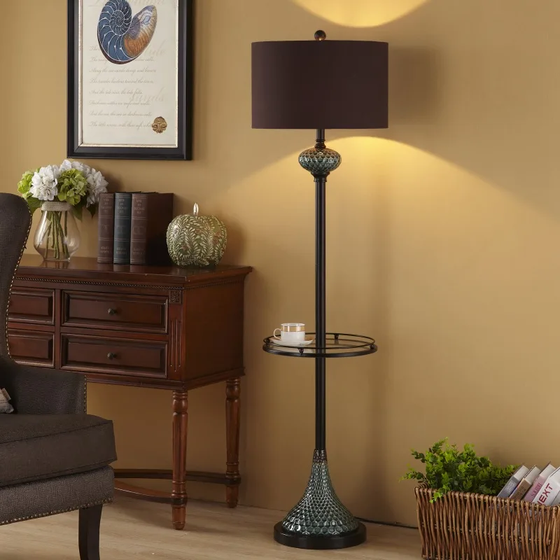 European Vintage Fabric Ceramic Floor Lamps Living Dining Room Bedroom Warm Standing Table Lights Complete Set Of Floor Lights