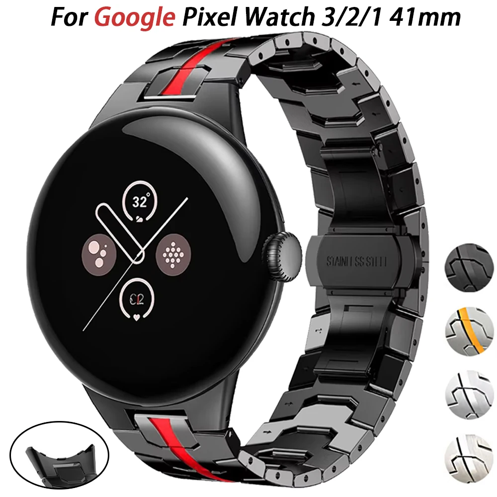 Luxuriöses Metallarmband für Google Pixel Watch 3 2 1 41 mm Edelstahl-Uhrenarmband für GOOGLE Pixel Watch 2/1 Armbandzubehör