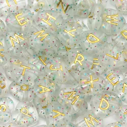 50pcs Glitter Gold Color Letter Beads Flower Shape Alphabet Acrylic Beads For Jewelry Making Crafts Charm Diy Earrings Bracelets