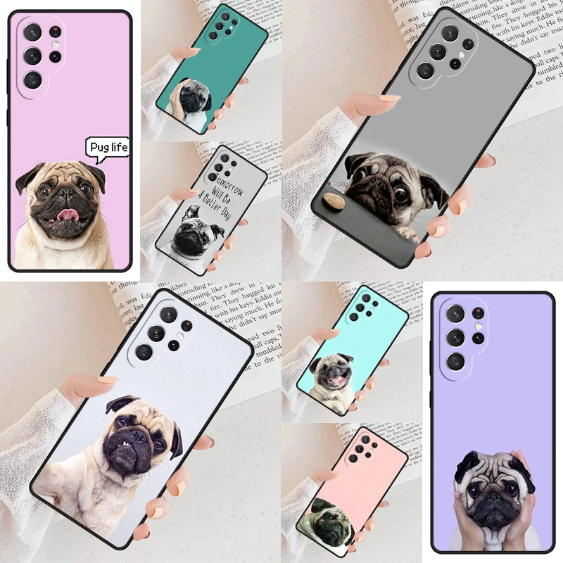 CUTE PUPPY PUG DOG MOPS Phone Case For Samsung Galaxy S24 S23 S22 S21 Ultra S10 Note 10 Pro S20 Plus FE S9 S8 Cover