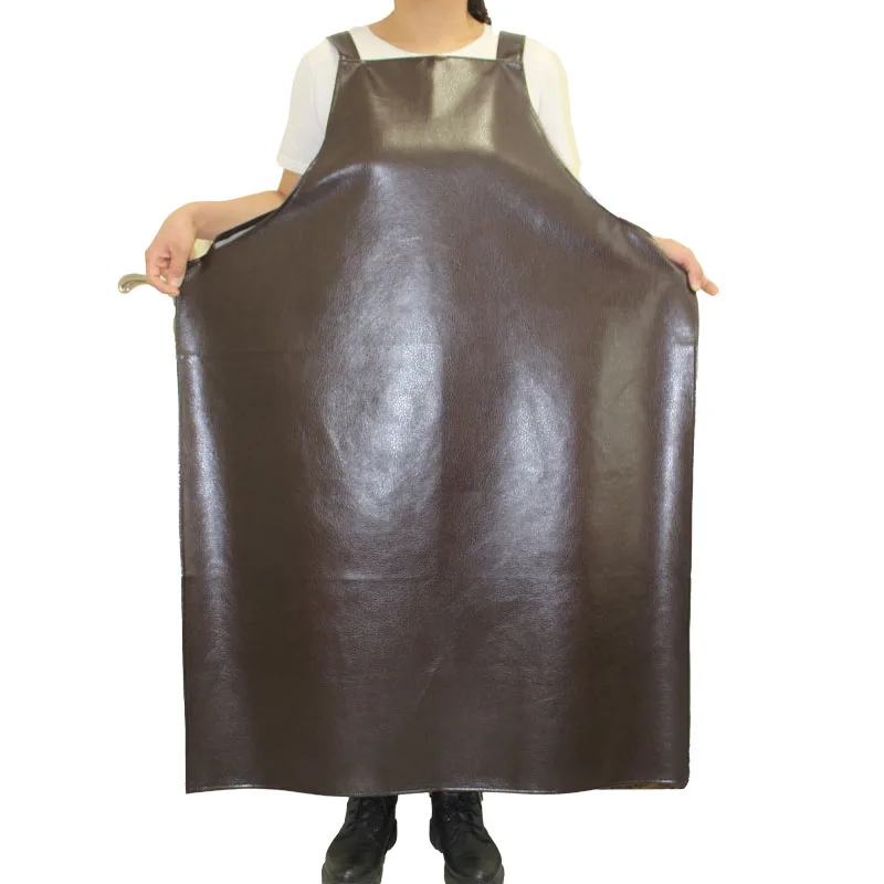 Waterproof Thickened Leather Apron Waist Apron Adult Extended Workwear Unisex Leather Coverall Overalls Household Cleaning Tools