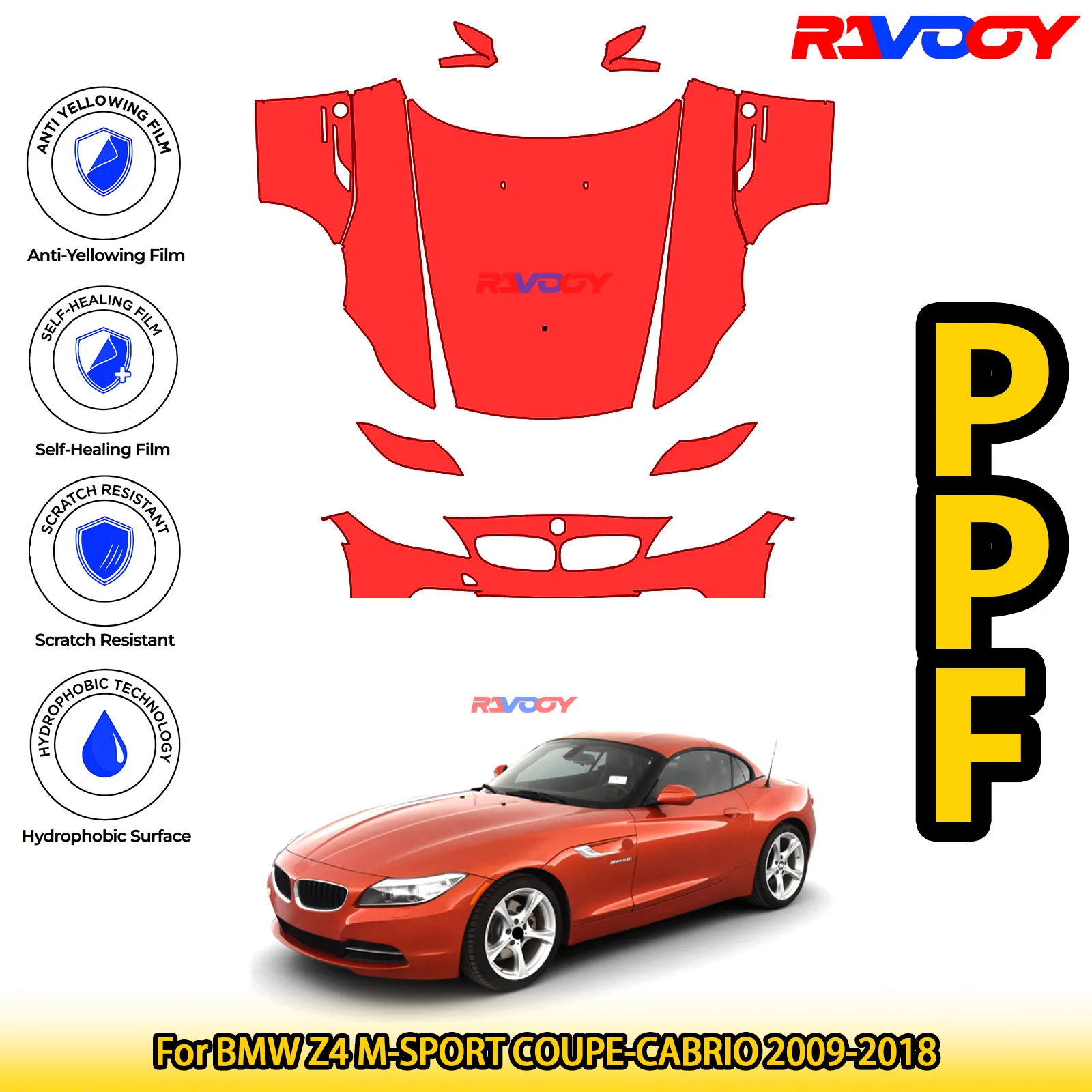 

Для BMW Z4 M-SPORT COUPE-CABRIO 2009-2018 глянцевая матовая черная предварительно вырезанная передняя пленка PPF комплект защиты краски