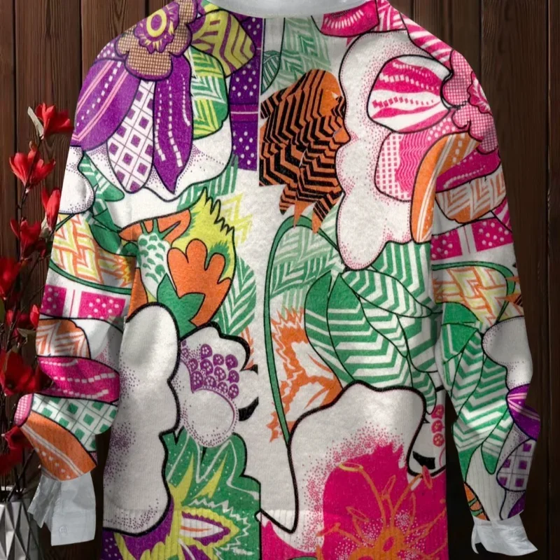 

Fashionable Printed Sweater Design New Niche Cardigan Jacket