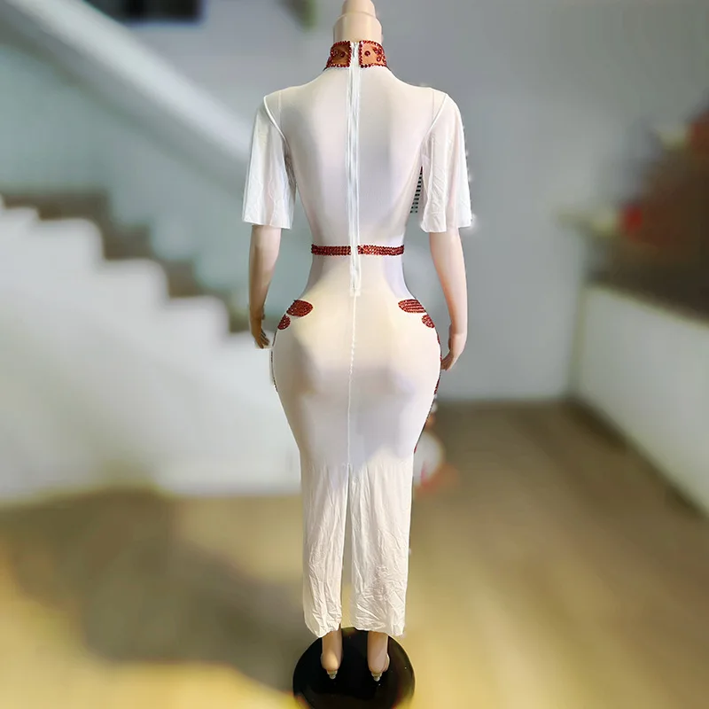 중국 다이아몬드 성능 드레스 Cheongsam 기질 우아한 연회 파티 이벤트 이브닝 드레스 스타 레드 카펫 Abiti Da Festa