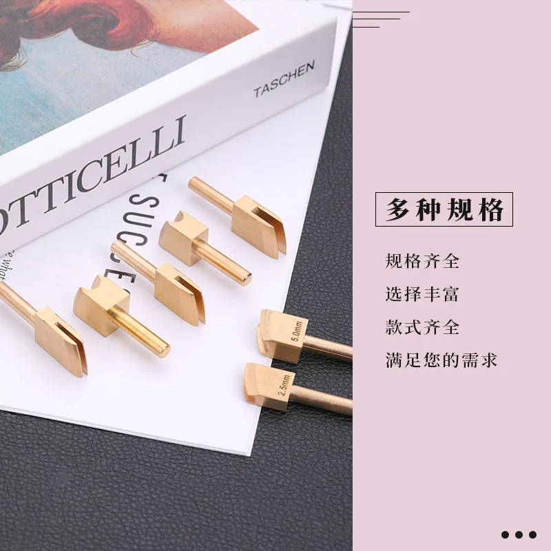 10pcs Brass Edge Creaser Set, Heated Leather Edge Iron Tips for Leathercraft Stamping Grooving