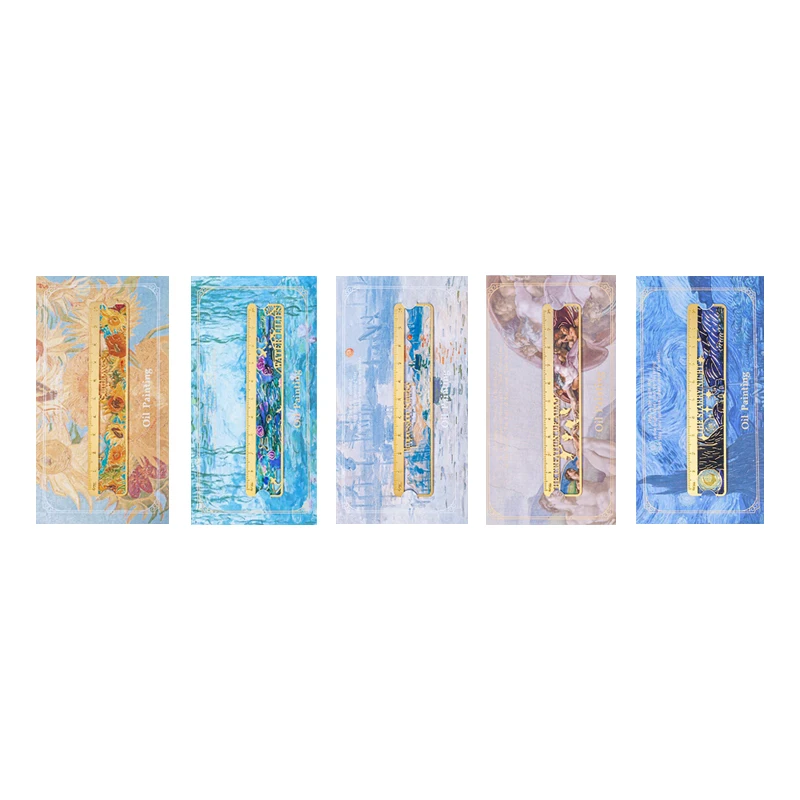 

Ретро картина маслом, металлическая закладка и подвеска с кисточкой, 2-в-1, мини-линейка, полая 3D текстура, лотос, подсолнух, восход солнца, звездная ночь Адам