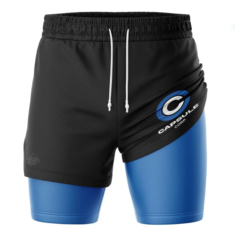 2026 Summer Dragon Ball Z Capsule Corp 2-in-1 Double Layer Gym Shorts, Oversized Men's Fitness Shorts, Retro Streetwear Unisex view 3