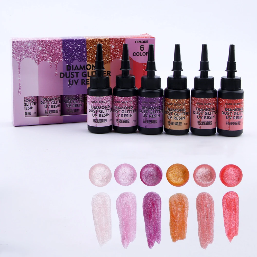 6/12/24Colors UV Resin Glue Drill Flash DIY Epoxy Resin UV Glue Pigment Ultraviolet Curing Jewelry Making Gel Quick Drying Glue