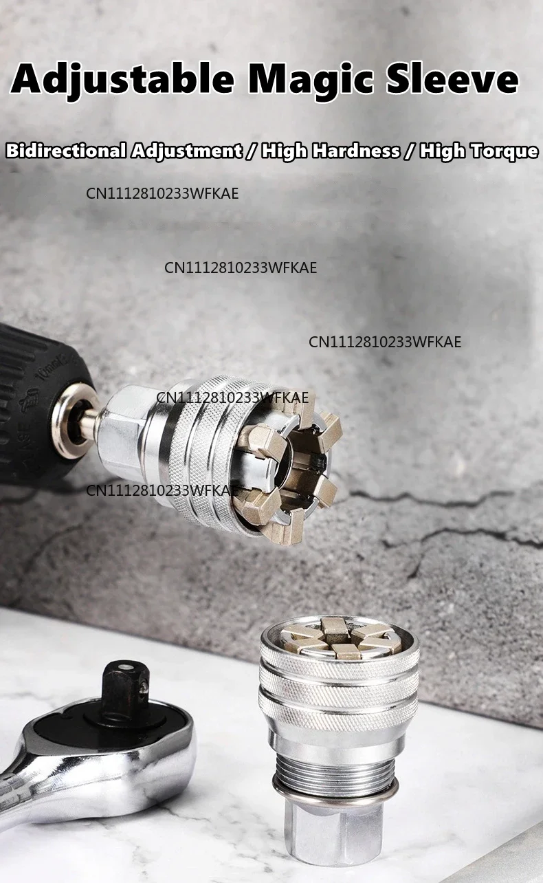 10-19Mm Adjustable Universal Socket Wrench for Standard Metric Bolts and Nuts, FOR 3/8-3/4 inch