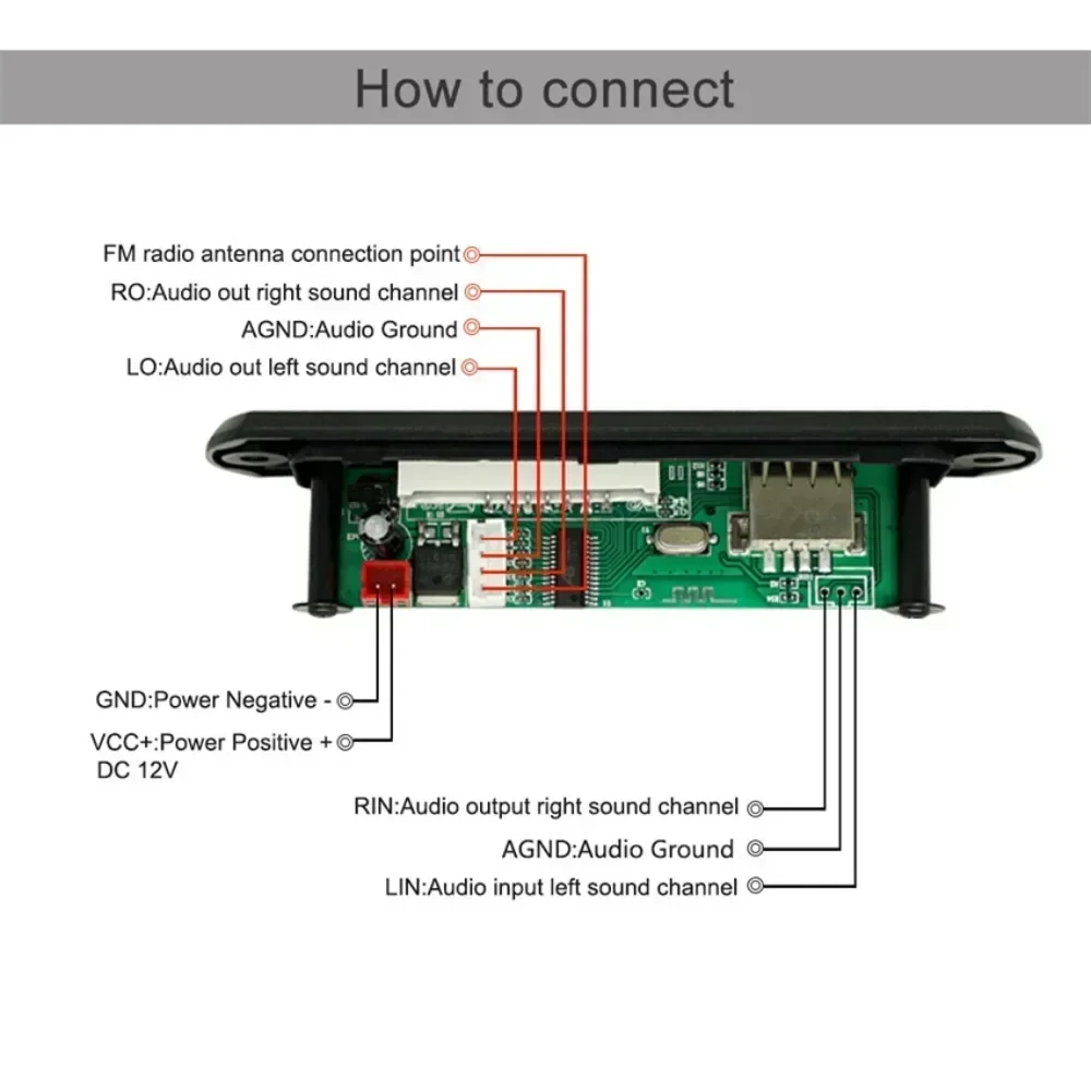 Bluetooth 5.0 MP3/WMA/WAV/APE/FLAC Decoder Board 3.5 mm Car Audio USB TF FM Radio Module MP3 Bluetooth Music Player Amplifier