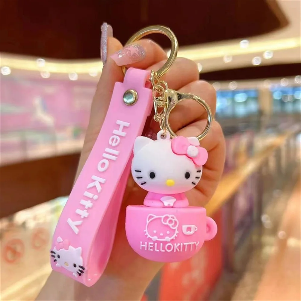 Miniso Hello Kitty Brelok do kluczy Śliczne akcesoria Sanrio Kreskówkowe ozdoby dla lalek Miękki gumowy kubek Kt Torba Breloczek do kluczy