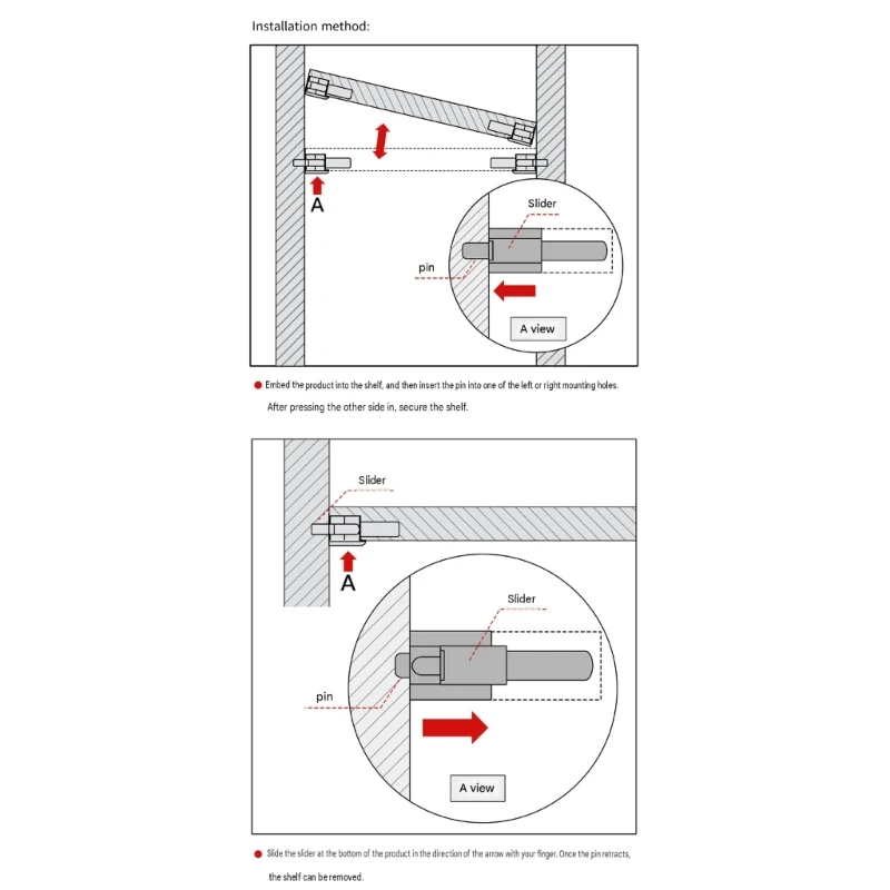 652F Concealed cabinet shelf support insert for household board replacement