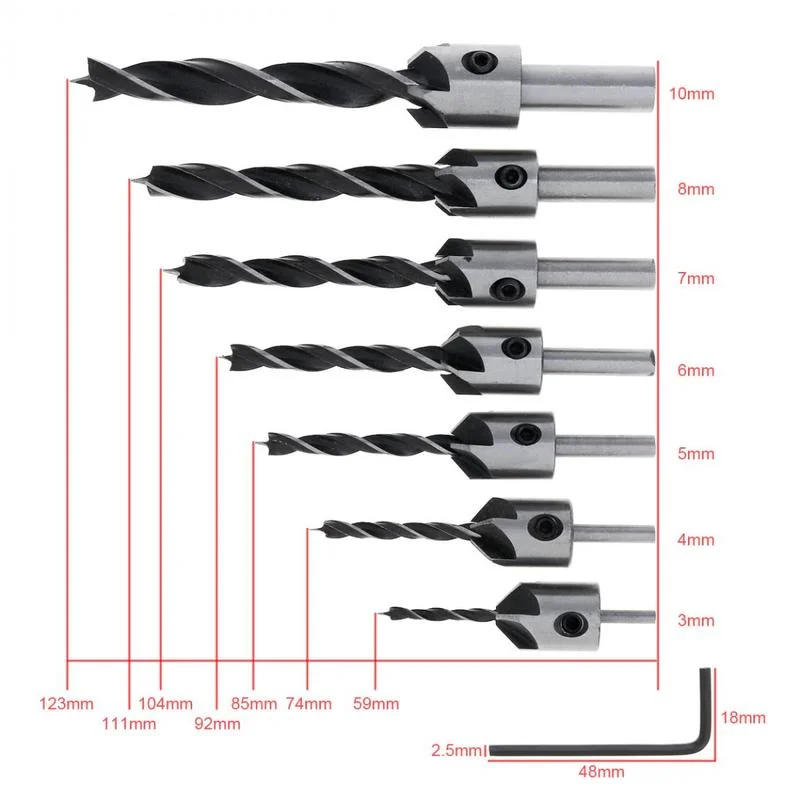 3Mm-6Mm Hcs Phản Bồn Rửa Mũi Khoan Có Ngăn Bộ Mũi Khoan Gỗ Chamfer Phản Khoét Lỗ Plyot Cắt Lỗ mũi Khoan
