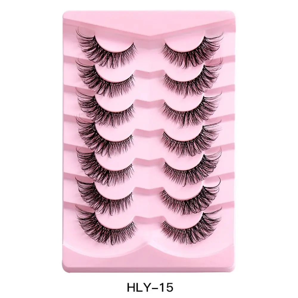 7 pairs/box Mink-like Hair Simulation Cat Eye Eyelashes Eye Elongated Wispy Faux Faux Mink Eyelashes Mink Strip Lashes Curling