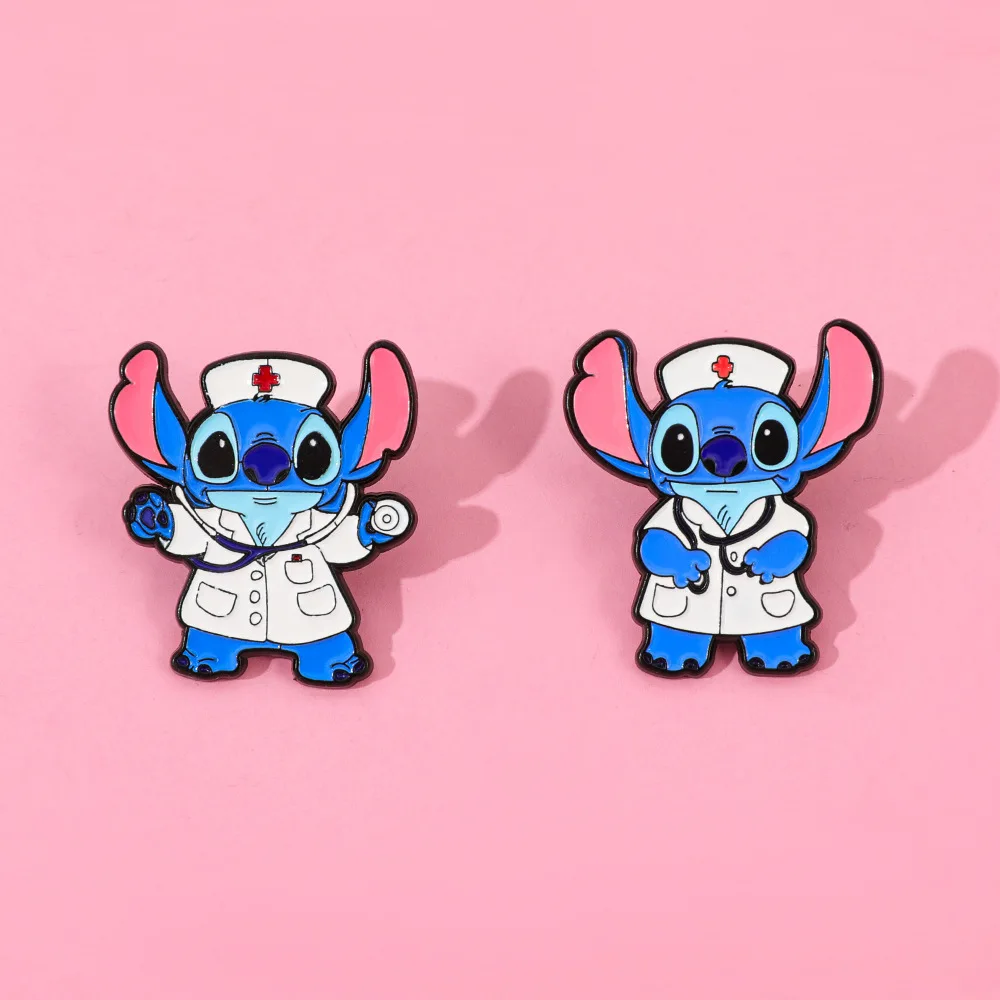 Cute and Creative Stitch Metal Badge Interstellar Baby Doctor Styling Stitch Alloy Brooch Decoration Y2k Fashion Anime Cartoon