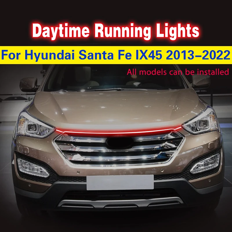 1X Car LED Daytime Running Light for Hyundai Santa Fe IX45 2013-2022 Day Light Fog Lamp 12V DRL Waterproof Flexible Ambient Lamp