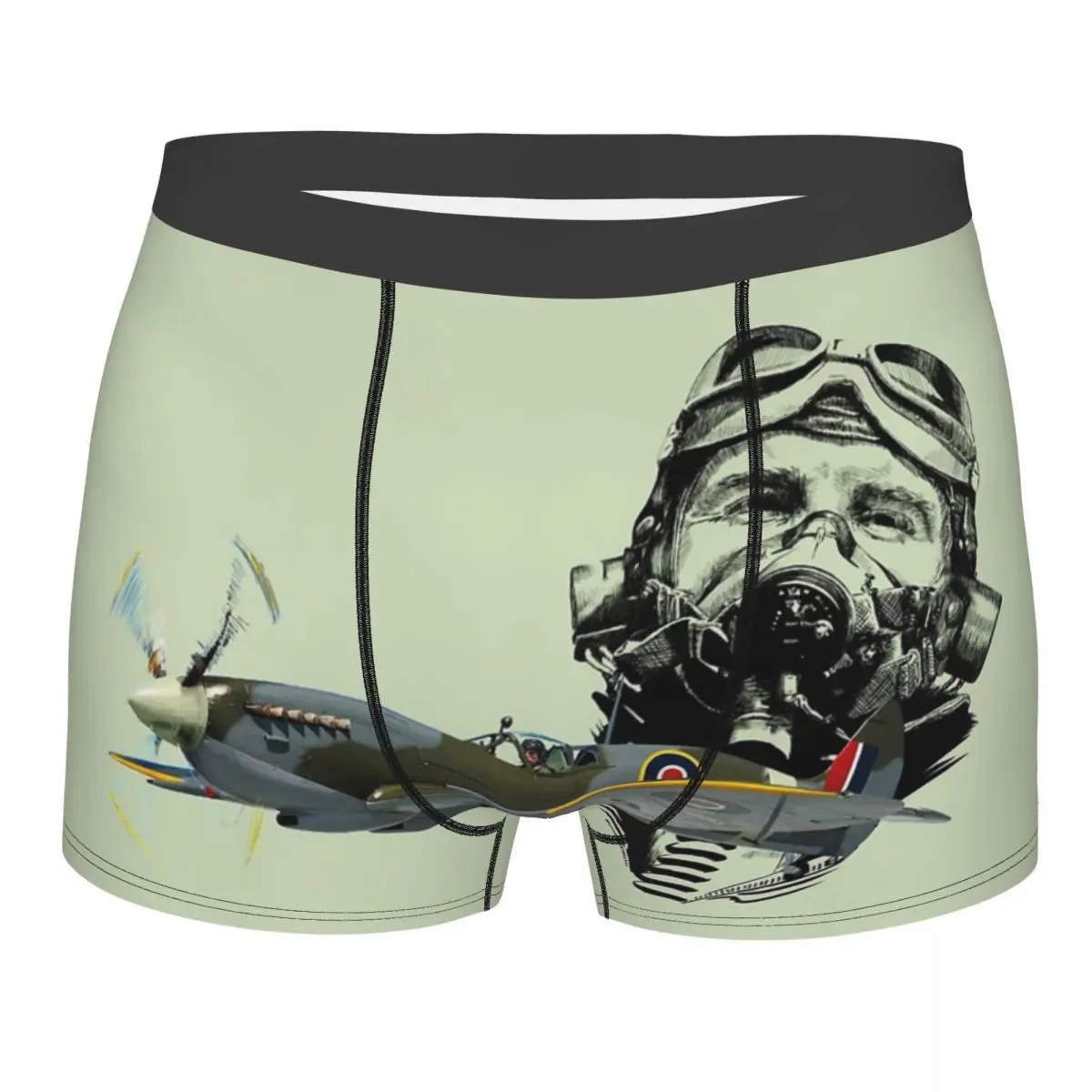 Funny Boxer Shorts Panties Men's Pilot Spitfire Underwear Air Fighter Army Helmet Soft Underpants for Homme S-XXL