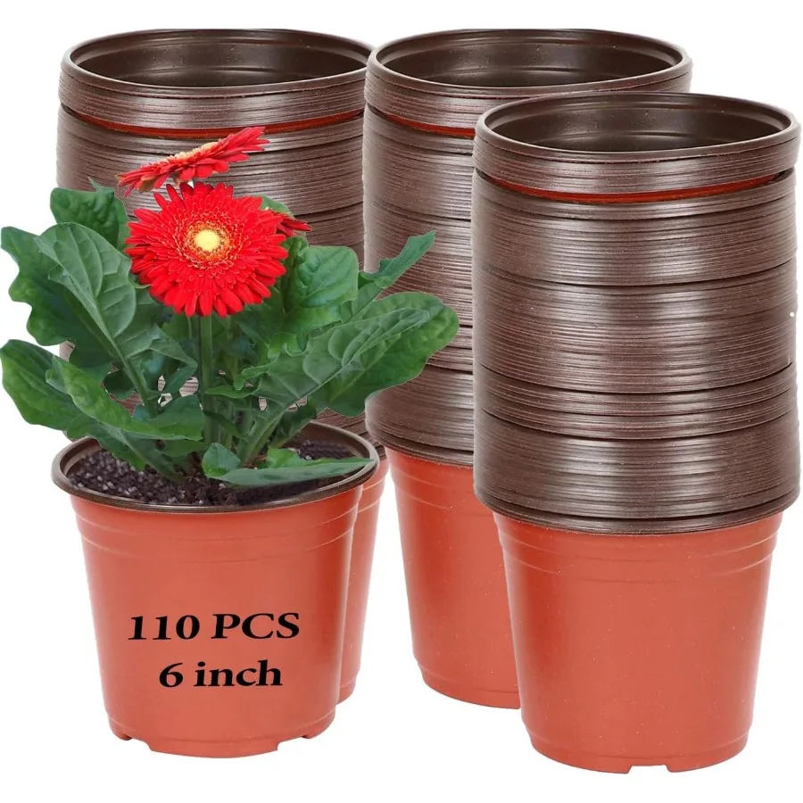 

110 Packs 6 Inch Plastic Flower Pots1 2 Gallon Plant Pot Seed Starting Plastic Planter Bulk for Seedling Transplant Indoor Outd