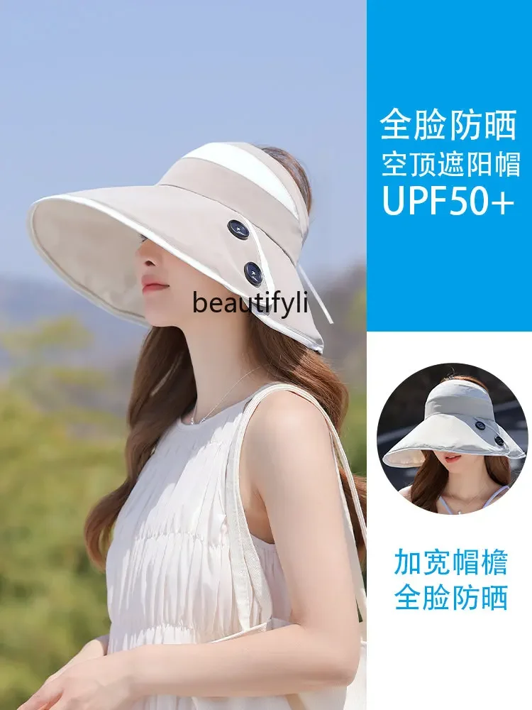 yj Half Air Top Sunhat Summer Outdoor Big Brim Sun Protection Hat Women's Uv Protection Sun Protection