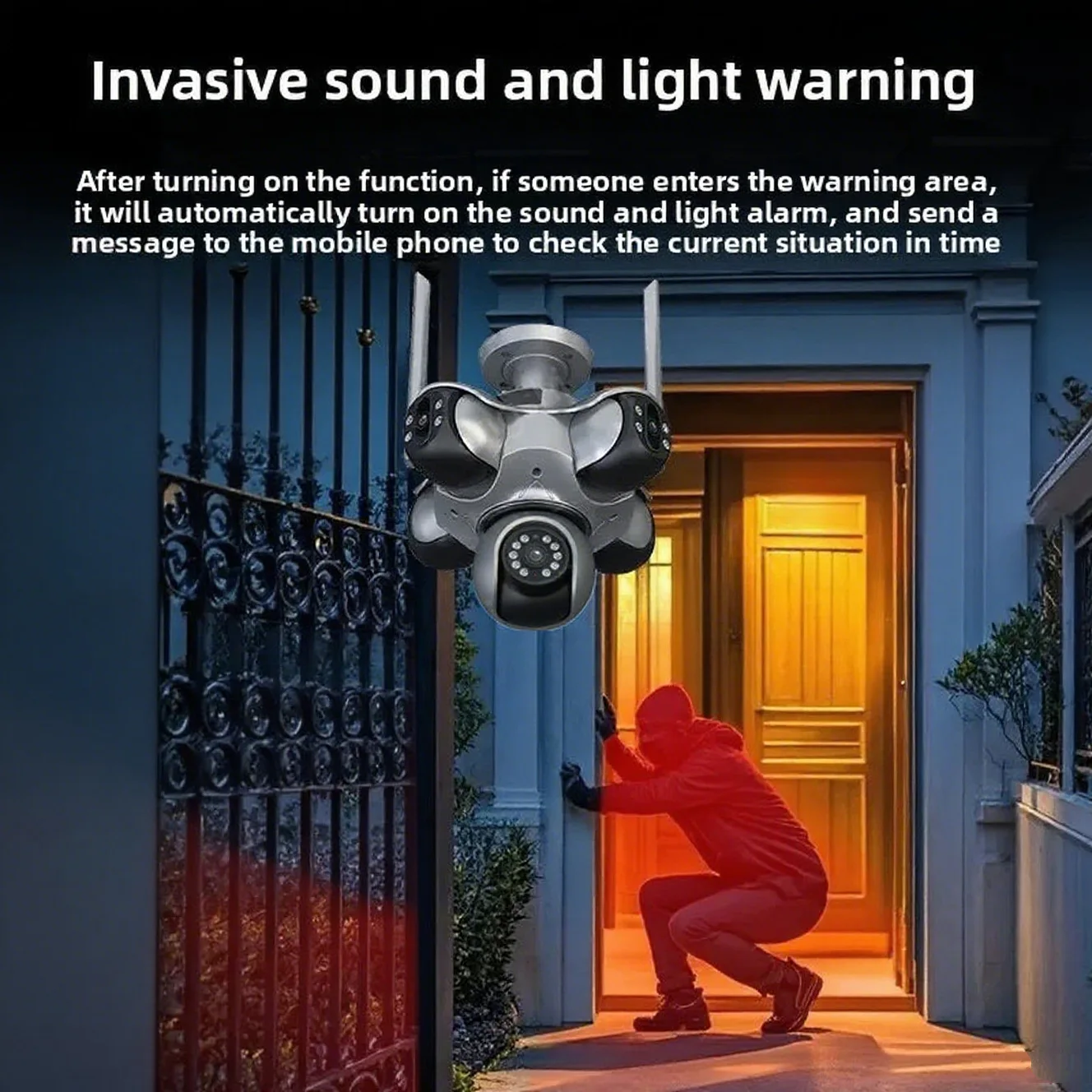 كاميرا أمان بانورامية 4K 25MP واي فاي خارجية مع 5 عدسات و5 شاشات وتتبع تلقائي للمراقبة بالفيديو PTZ CCTV #5