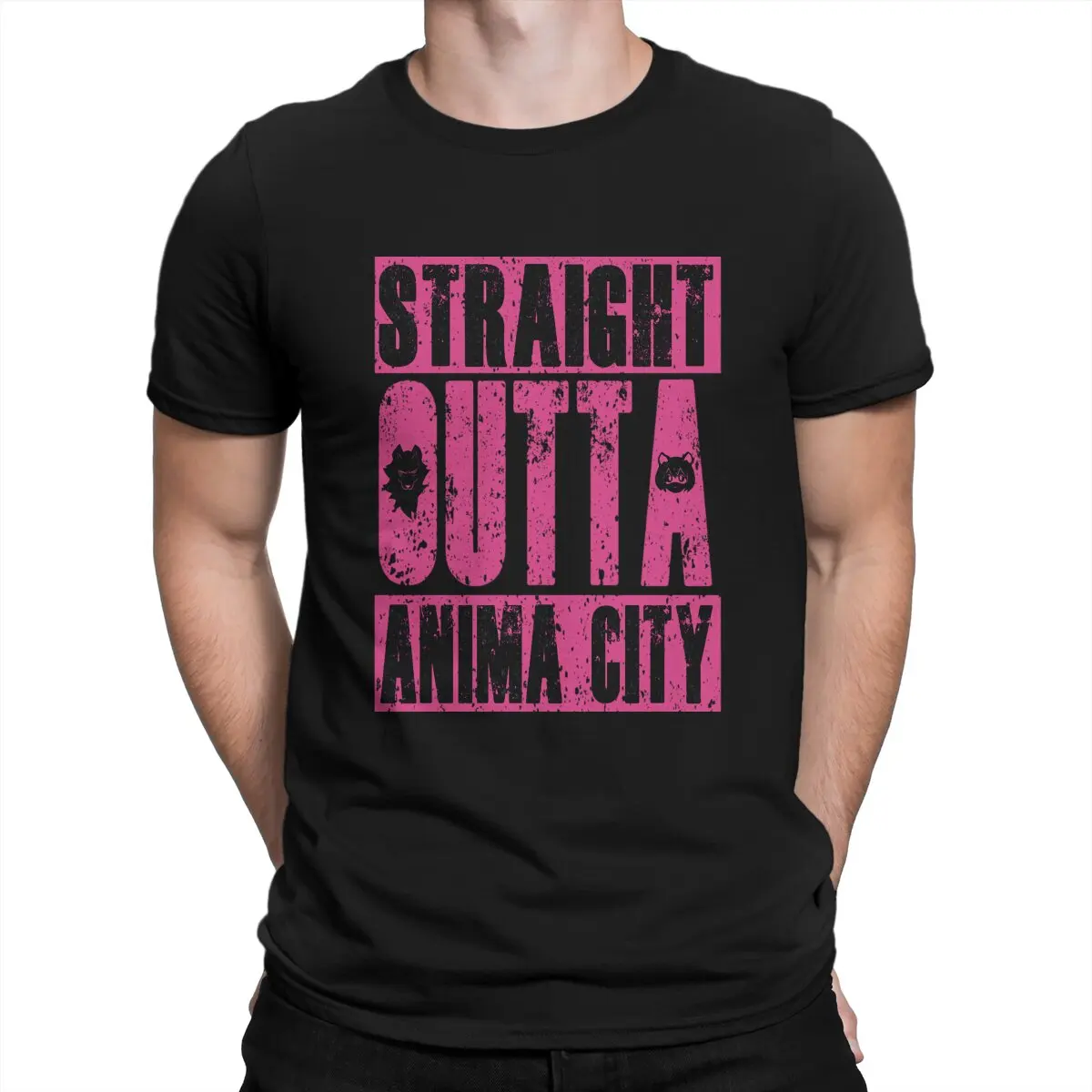 Vintage STRAIGHT OUTTA ANIMA CITY T-Shirts Men Crew Neck 100% Cotton T Shirt BNA Brand New Animal Short Sleeve Tee Shirt