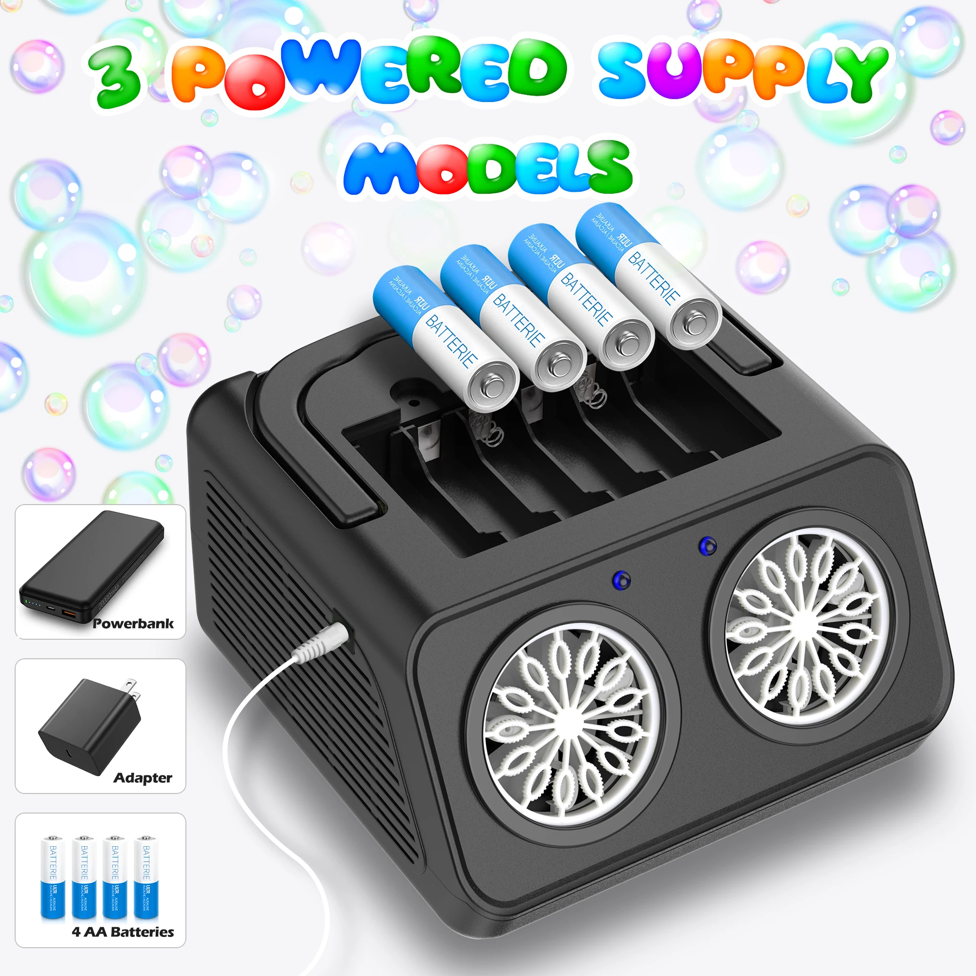 子供用バブルマシン、デュアルファン付き自動バブルおもちゃ、毎分15000個以上のバブル、誕生日、結婚式、パーティー用の屋外おもちゃ