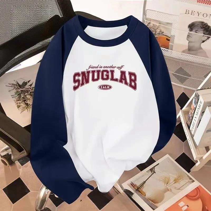 

Классическая осенне-зимняя модная базовая рубашка контрастного цвета с длинными рукавами и футболка с вставкой на плечах для пар