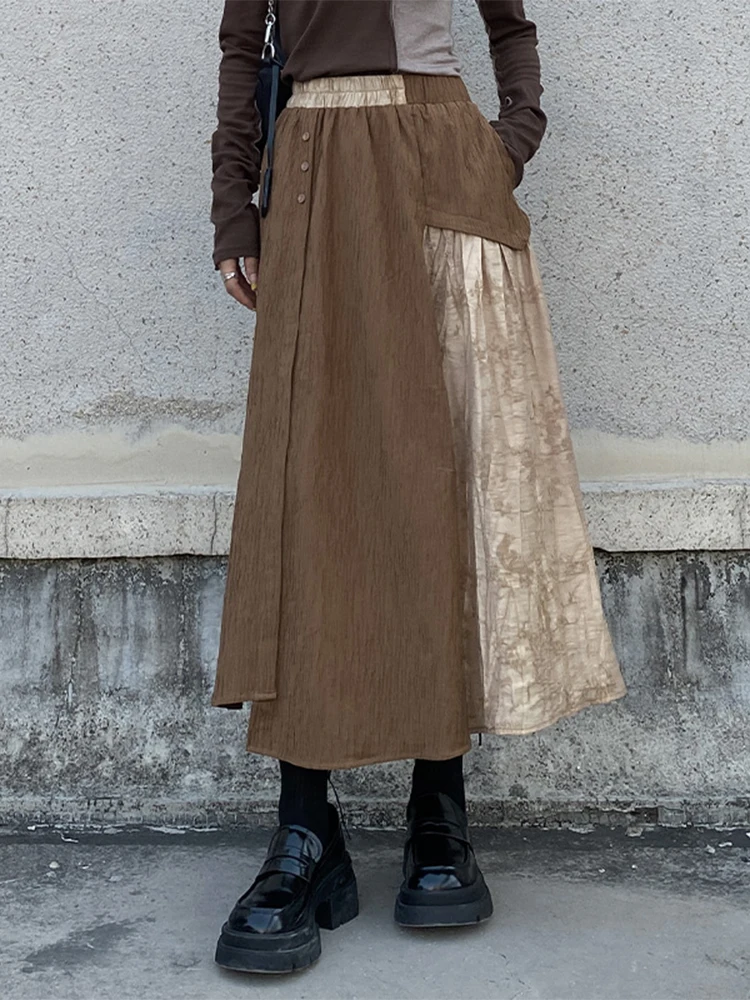 

Ретро-юбка миди с цветочным принтом, асимметричная, А-силуэт, для ранней осени, уникальный дизайн, женская