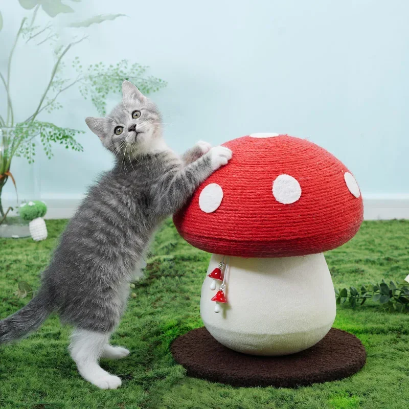 Red Mushroom Cat Climbing Frame Sword Hemp Simulation Mushroom Column Wear-resistant Scratching Board Anti Cat Abrasion Toy